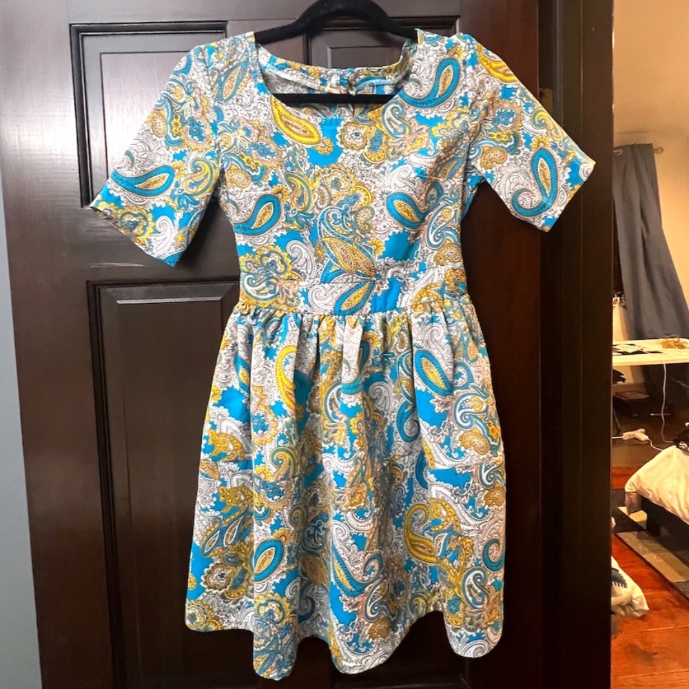 H&M PAISLEY BOHO MINI DRESS, SIZE US 4, PAISLEY PRINT